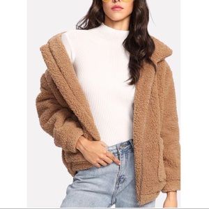 Dual Pocket Faux Fur Teddy Jacket
